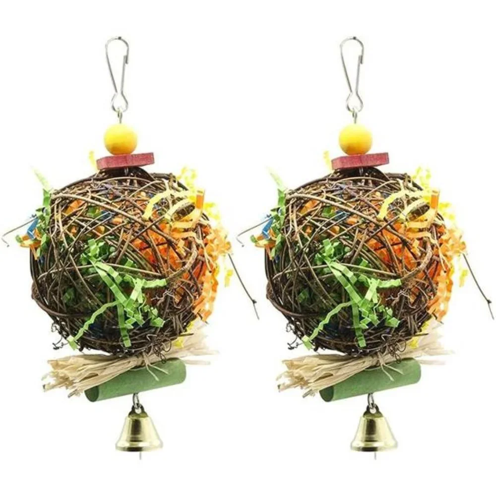 2 Pack Bird Chewing Toys Foraging Shredder Toy Parrot Cage Shredder Toy Foraging